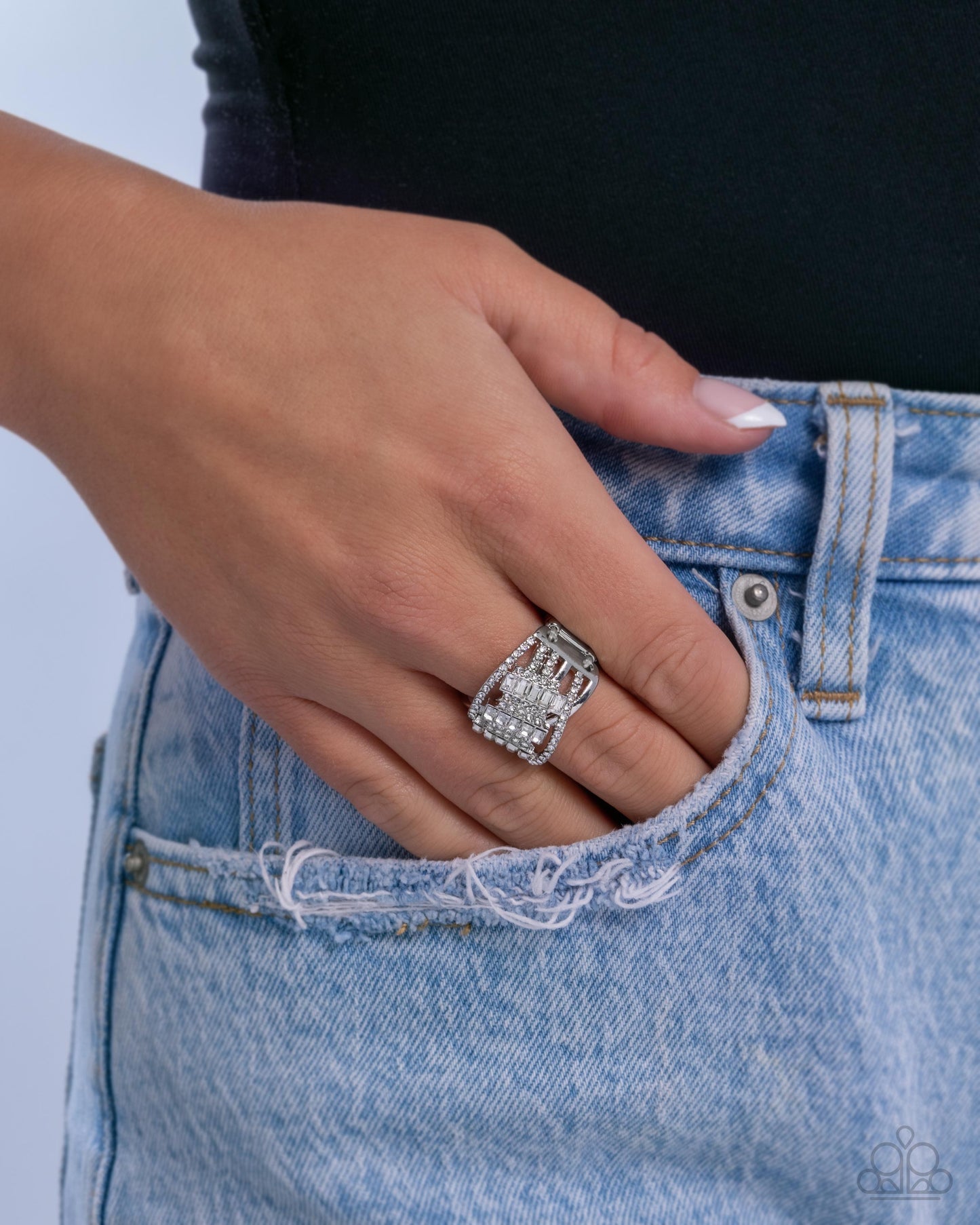 Confident Crisscross - White - Paparazzi Ring Image