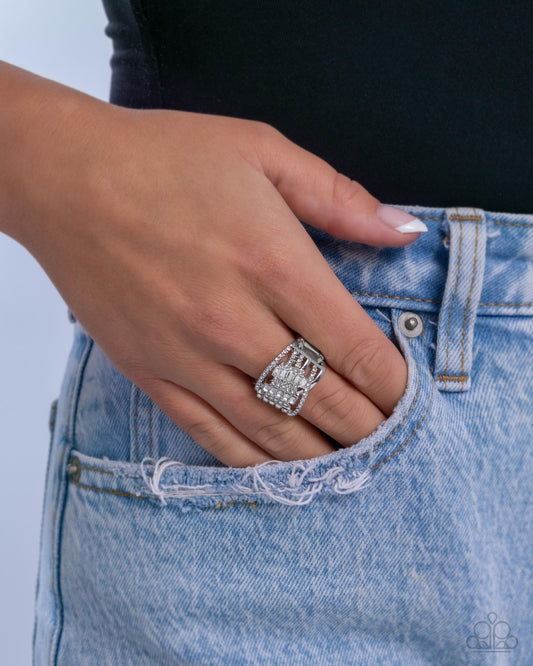 Confident Crisscross - White - Paparazzi Ring Image