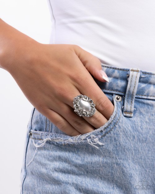 Flashy Frenzy - White - Paparazzi Ring Image