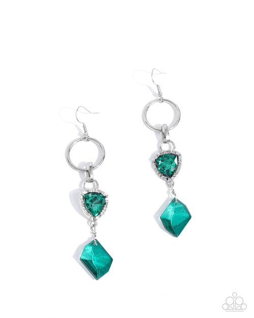 Chiseled Clarity - Green - Paparazzi Earring Image