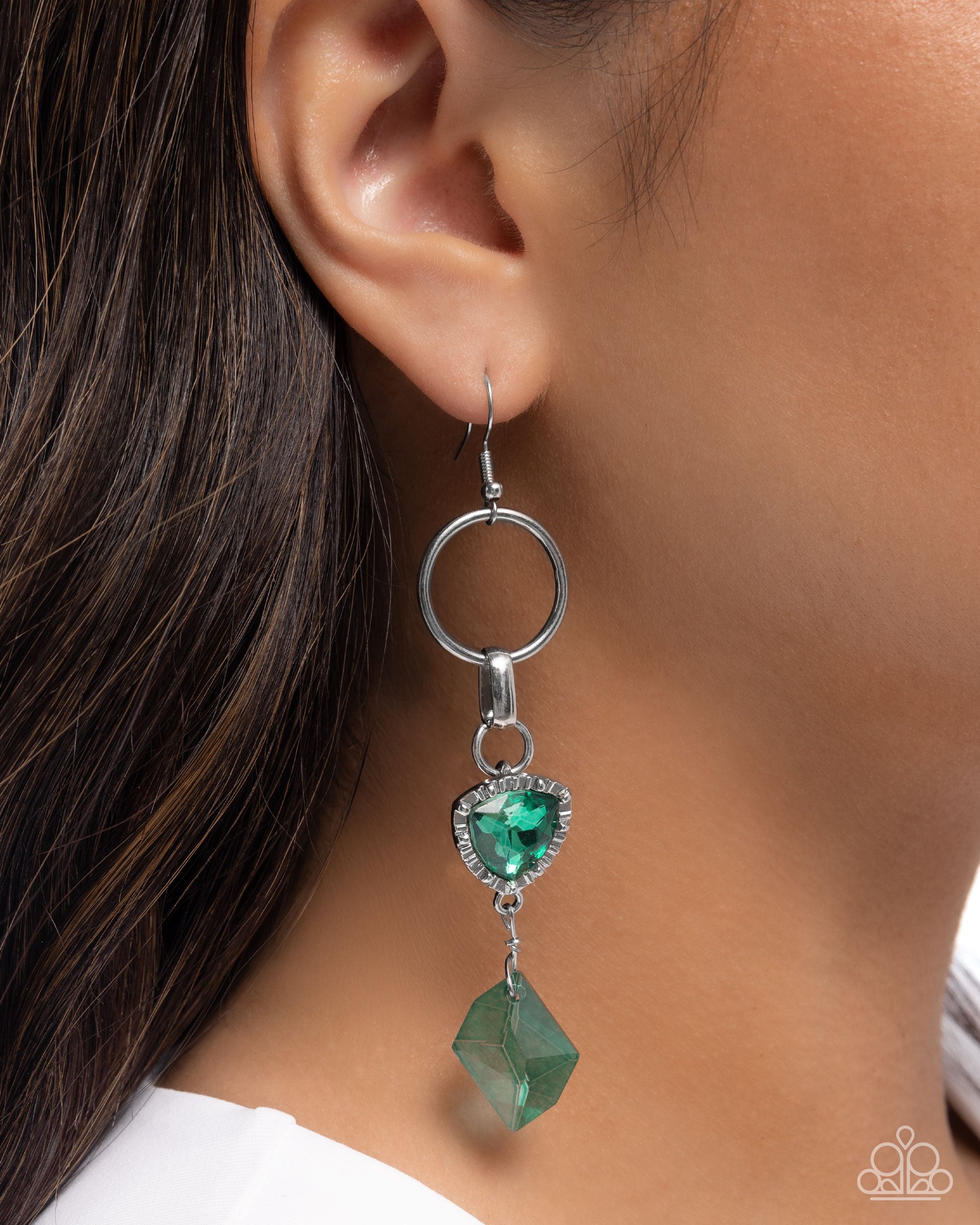 Chiseled Clarity - Green - Paparazzi Earring Image