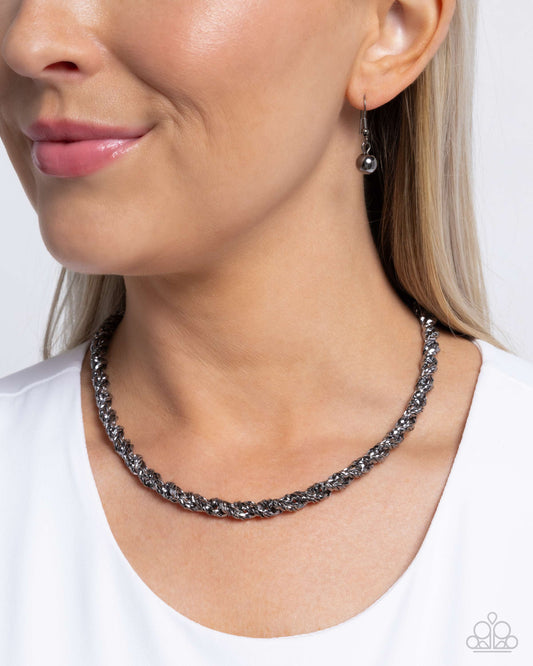 Paparazzi Necklace ~ Edgy Etching - Black