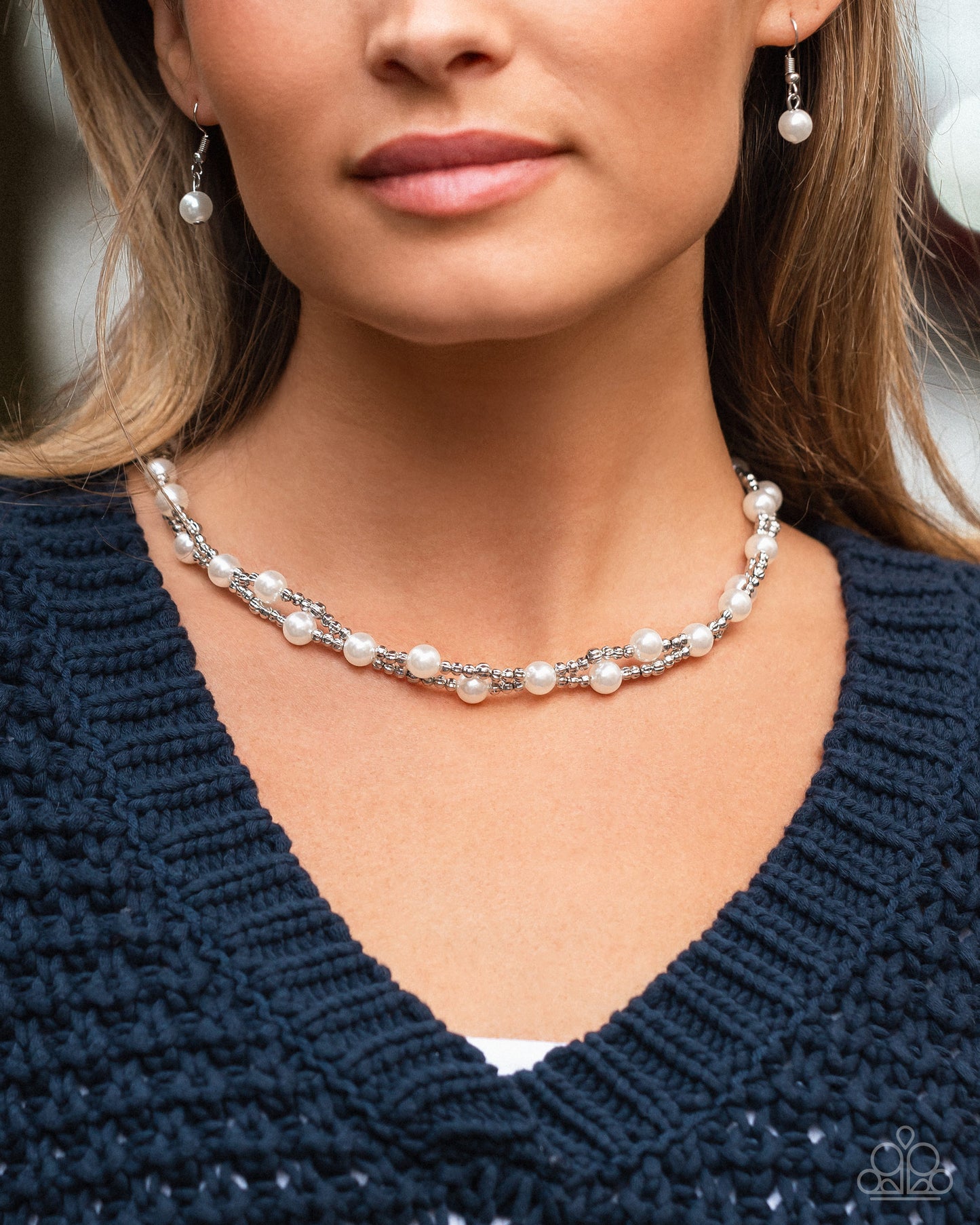 Pearl Pace - White - Paparazzi Necklace Image