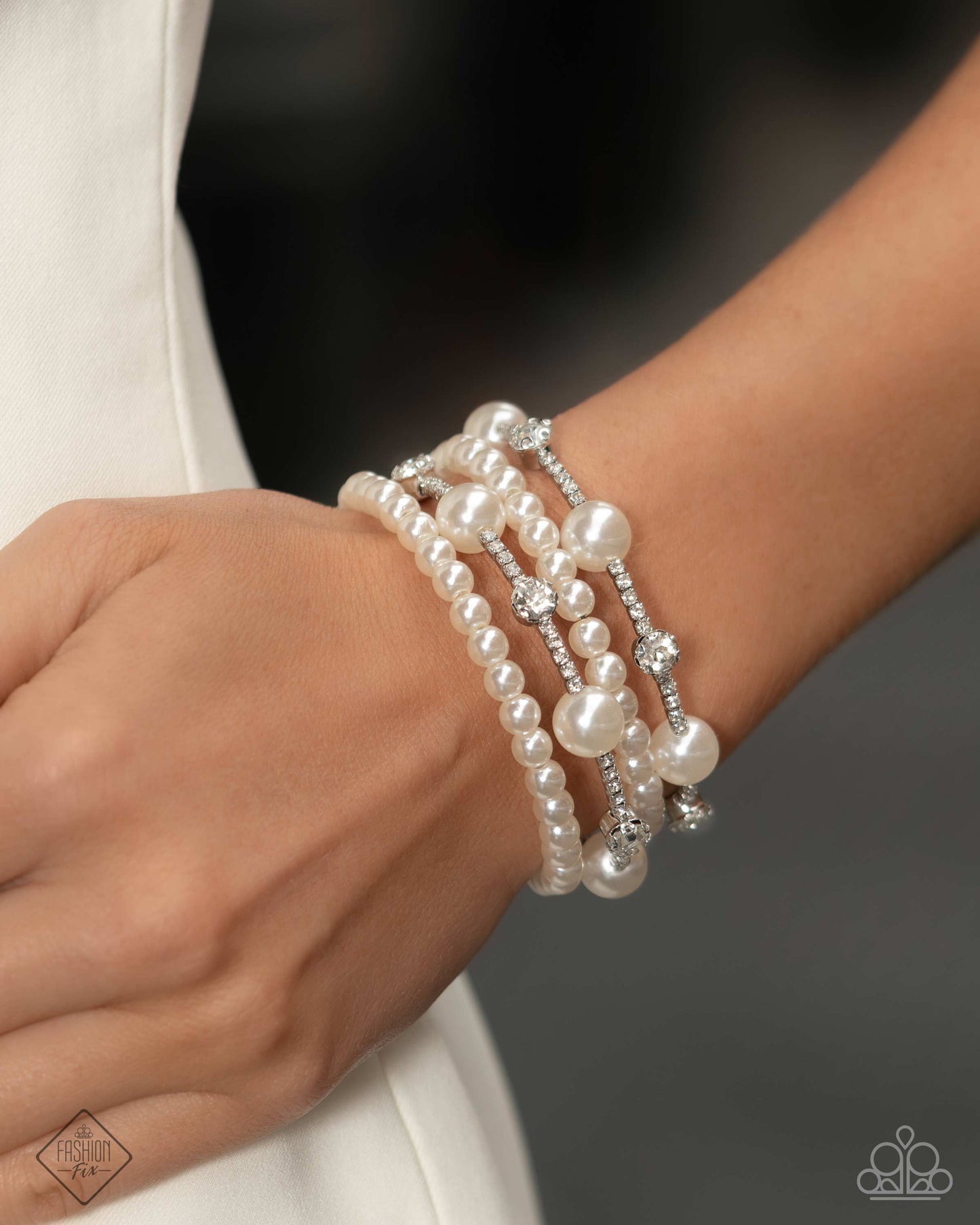 Adorably Amiable - White - Paparazzi Bracelet Image