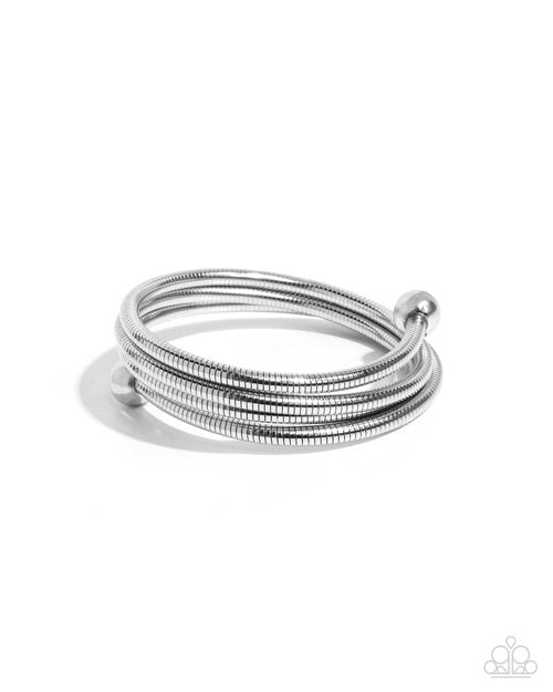 Calmly Coiled - Silver - Paparazzi Bracelet Image