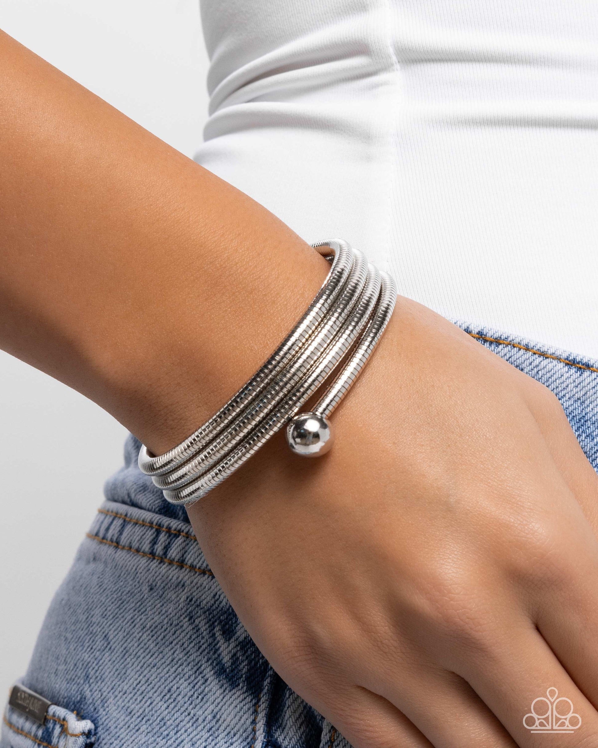 Calmly Coiled - Silver - Paparazzi Bracelet Image