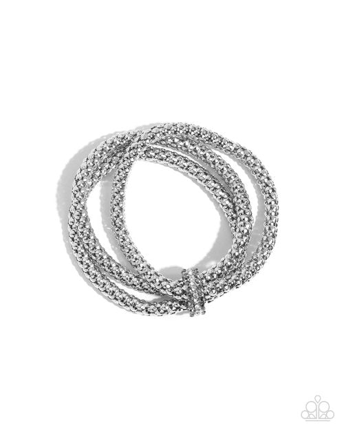 Faceted Facade - Silver - Paparazzi Bracelet Image