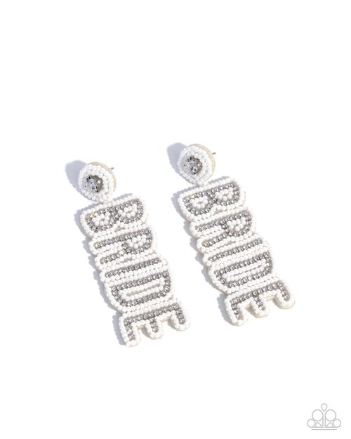 Bridal Beading - White - Paparazzi Earring Image