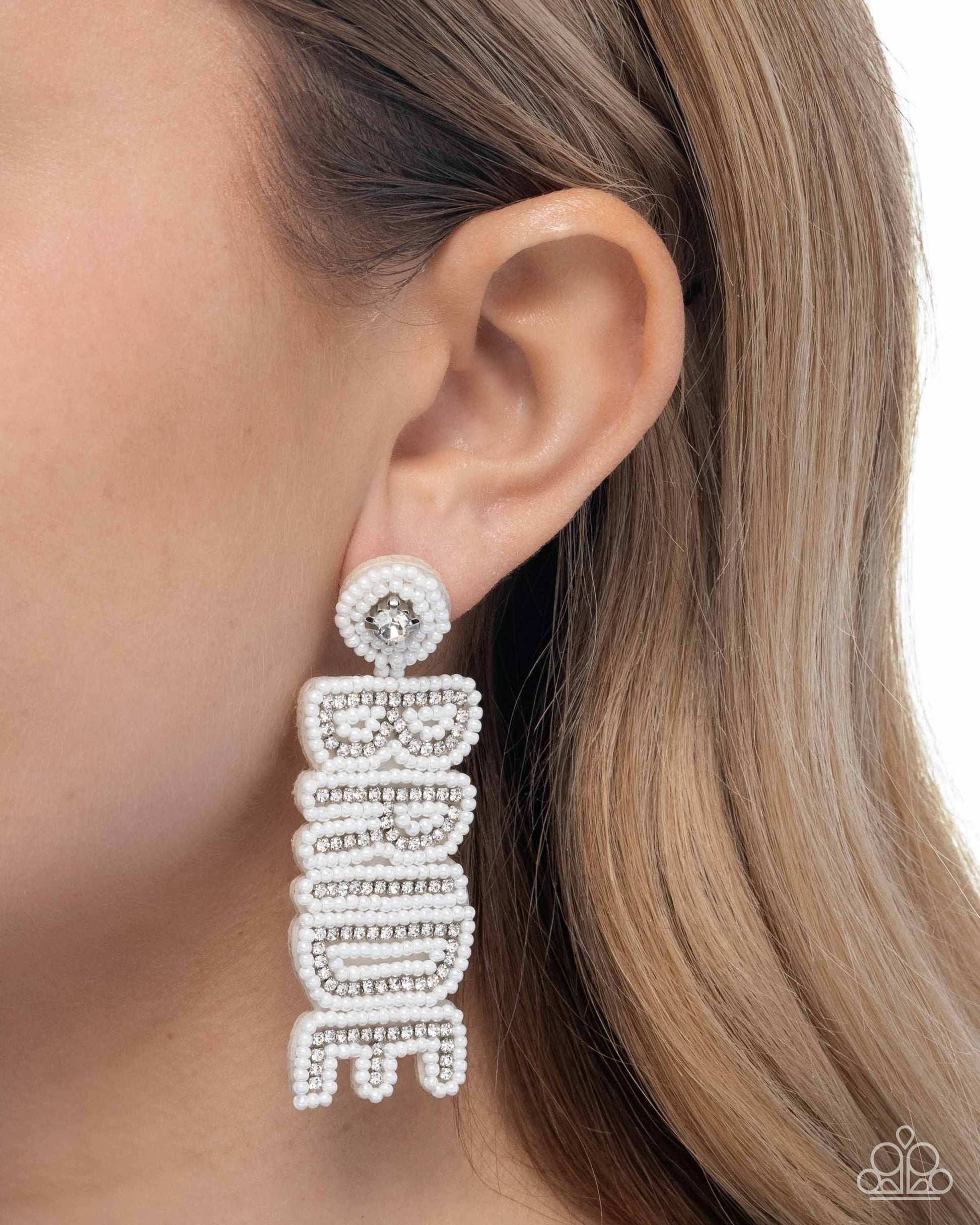 Bridal Beading - White - Paparazzi Earring Image