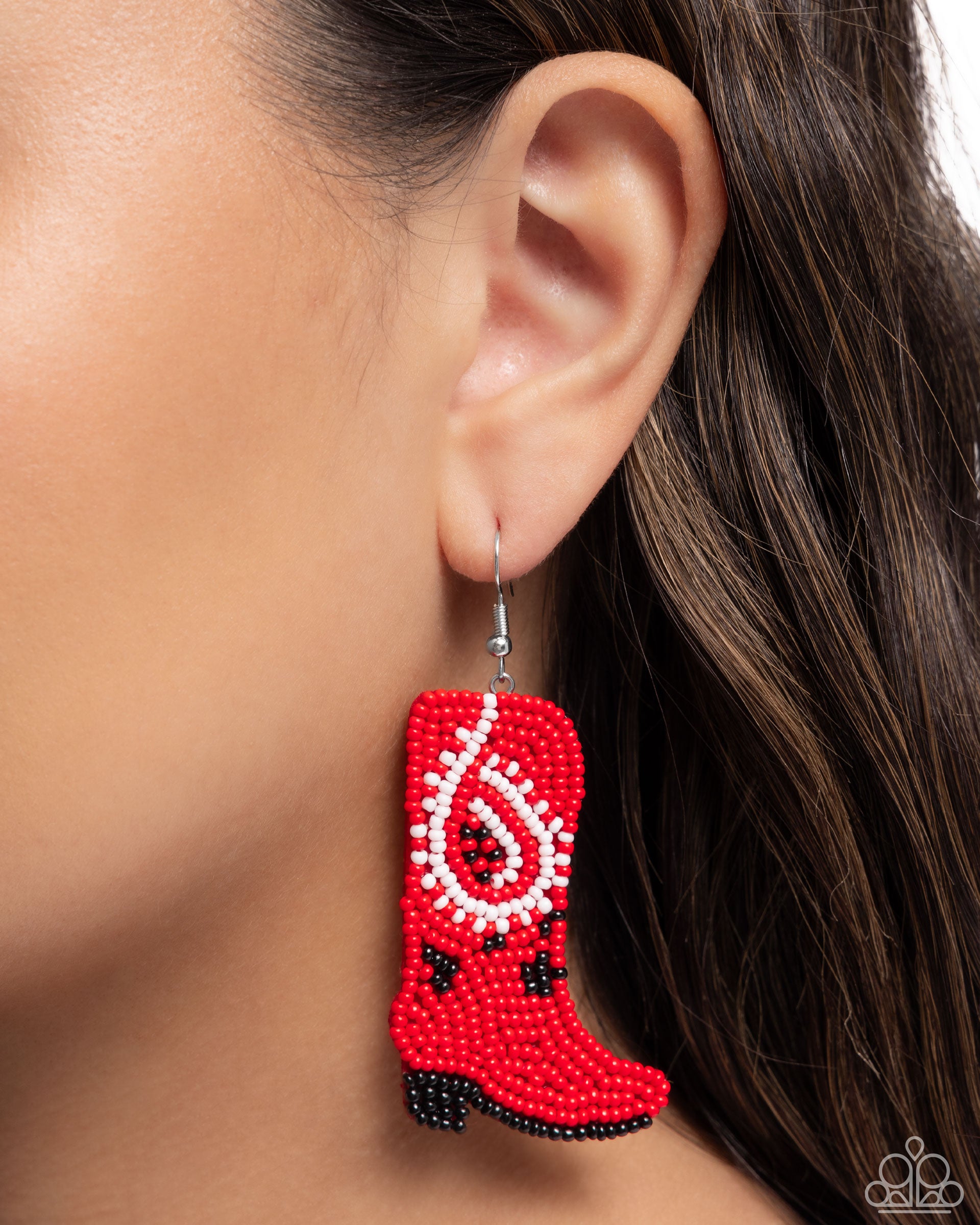 Western Webbing - Red - Paparazzi Earring Image