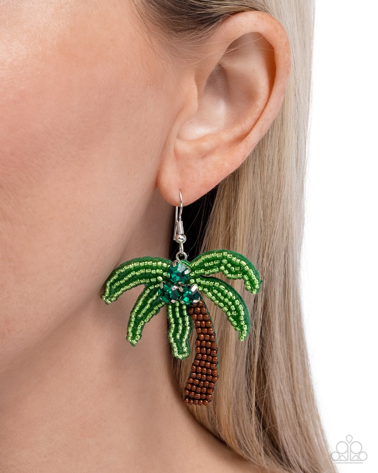 Pampered Palm Tree - Green - Paparazzi Earring Image