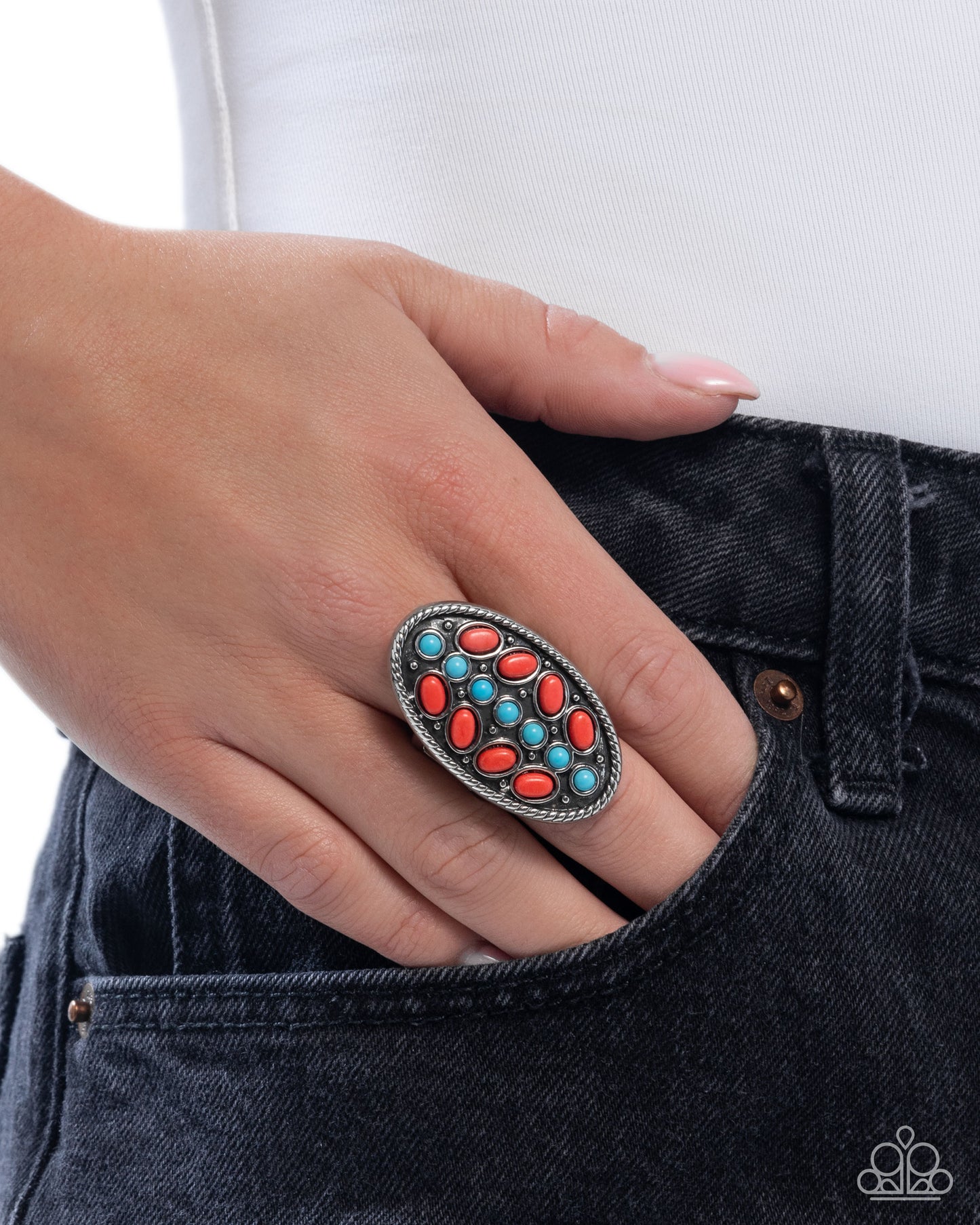 Layered Landmark - Red - Paparazzi Ring Image