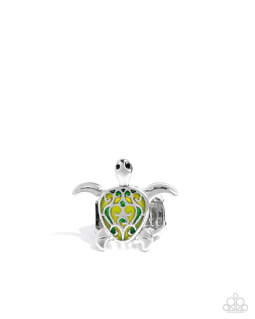 Tailored Turtle - Green - Paparazzi Ring Image