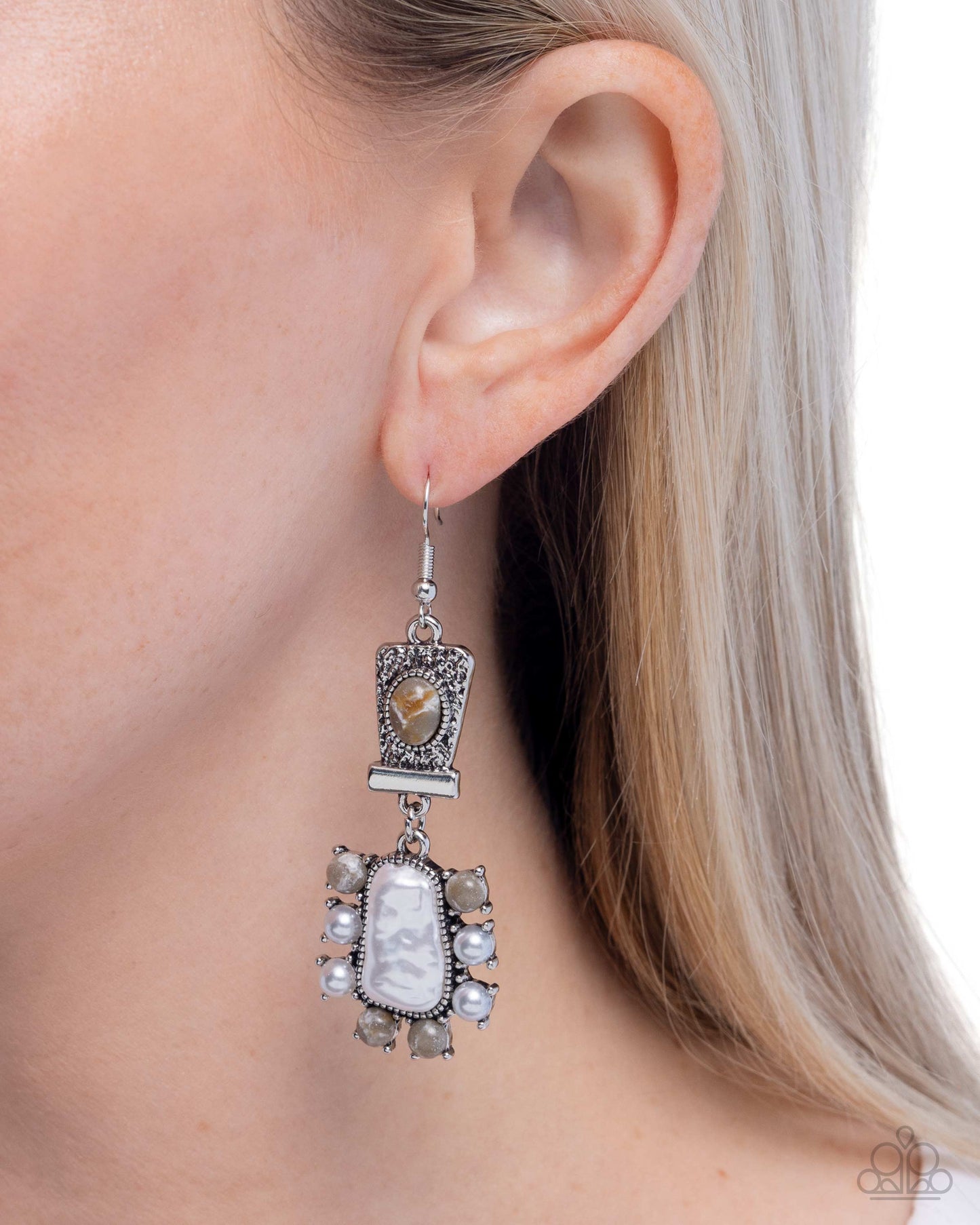 Synthetic Serentiy - Silver - Paparazzi Earring Image