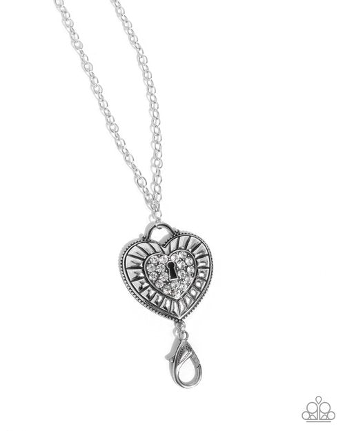 Panoramic Padlock - White - Paparazzi Necklace Image