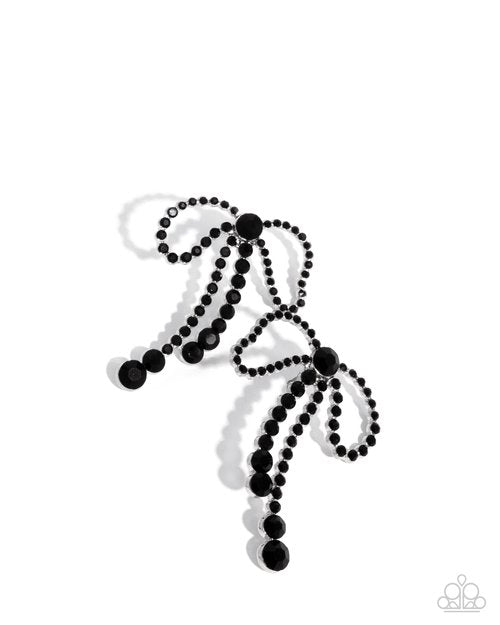 Black Tie Bow - Paparazzi Earring Image