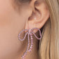 Black Tie Bow - Pink - Paparazzi Earring Image
