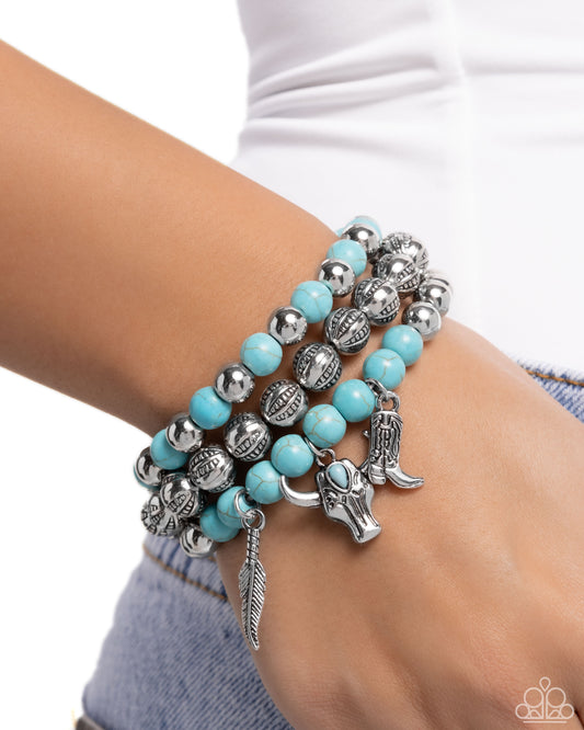 Western Wardrobe - Blue - Paparazzi Bracelet Image