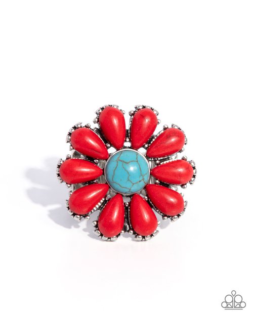 Firm Florals - Red - Paparazzi Ring Image