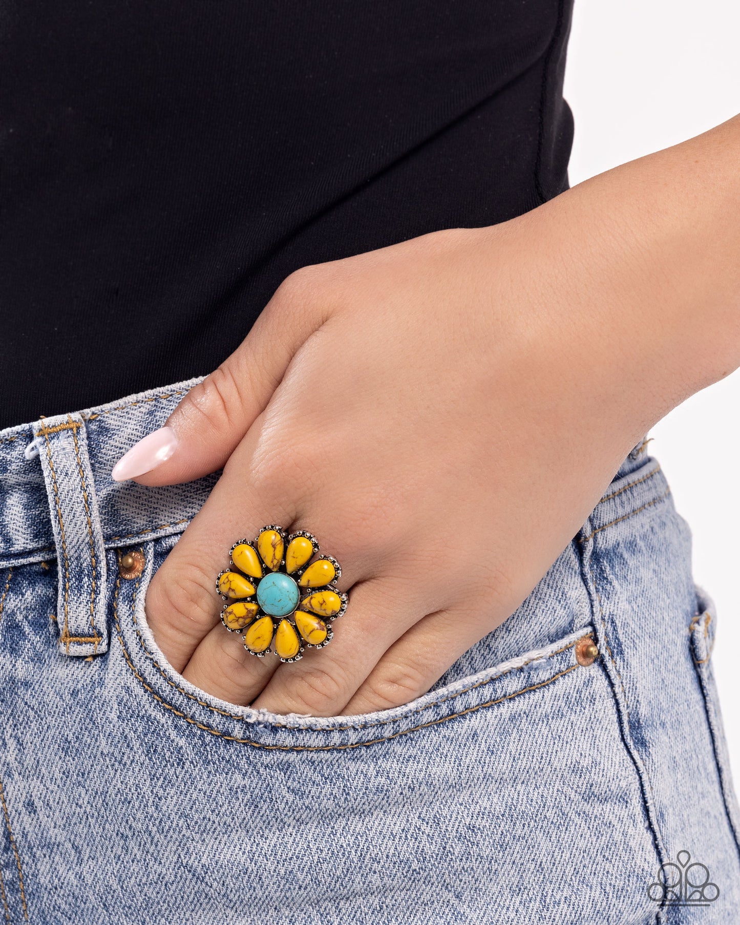 Firm Florals - Yellow - Paparazzi Ring Image