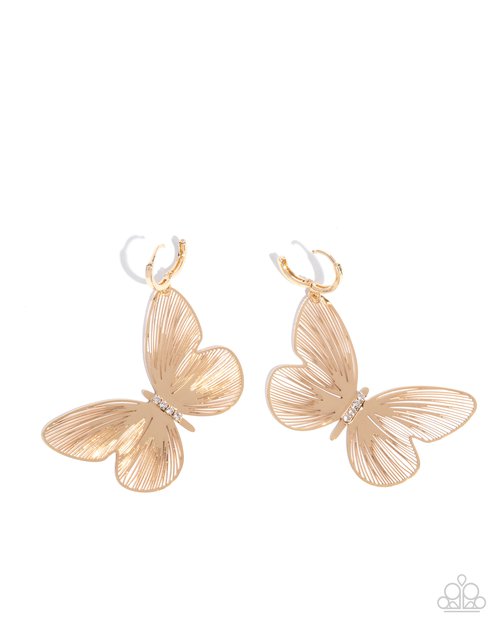 Fluttering Folk - Gold - Paparazzi Earring Image