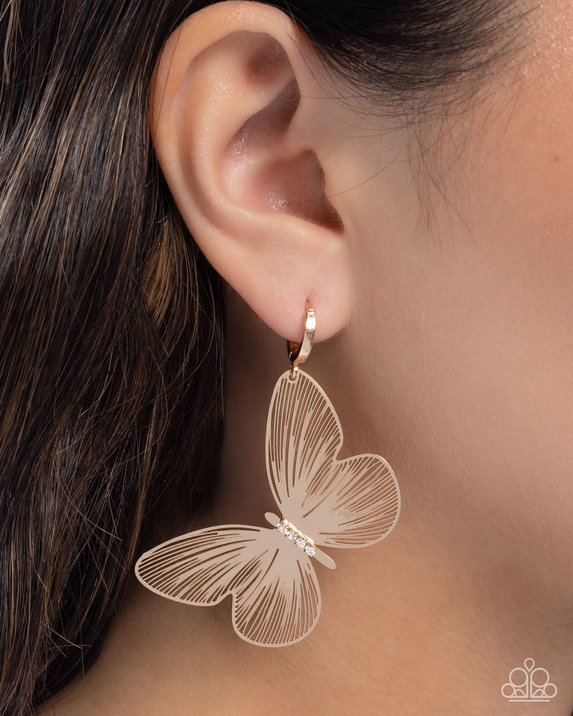 Fluttering Folk - Gold - Paparazzi Earring Image