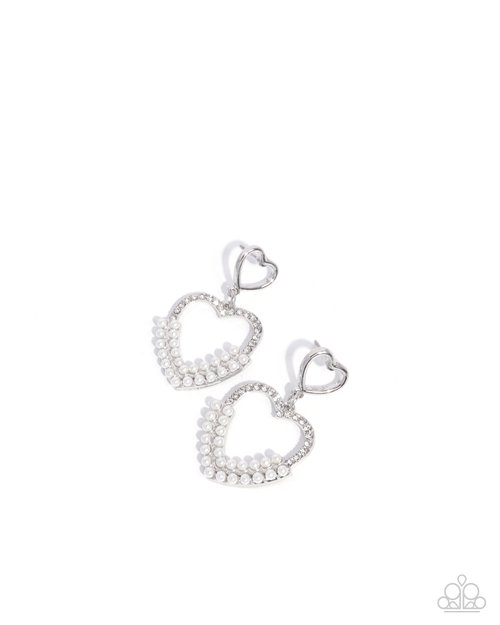 Dangling Damsel - White - Paparazzi Earring Image