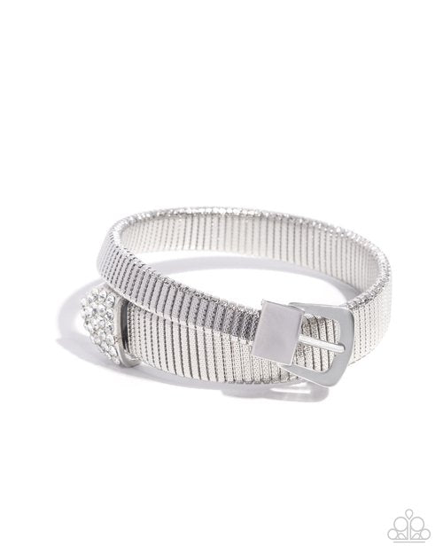 Belted Brilliance - White - Paparazzi Bracelet Image