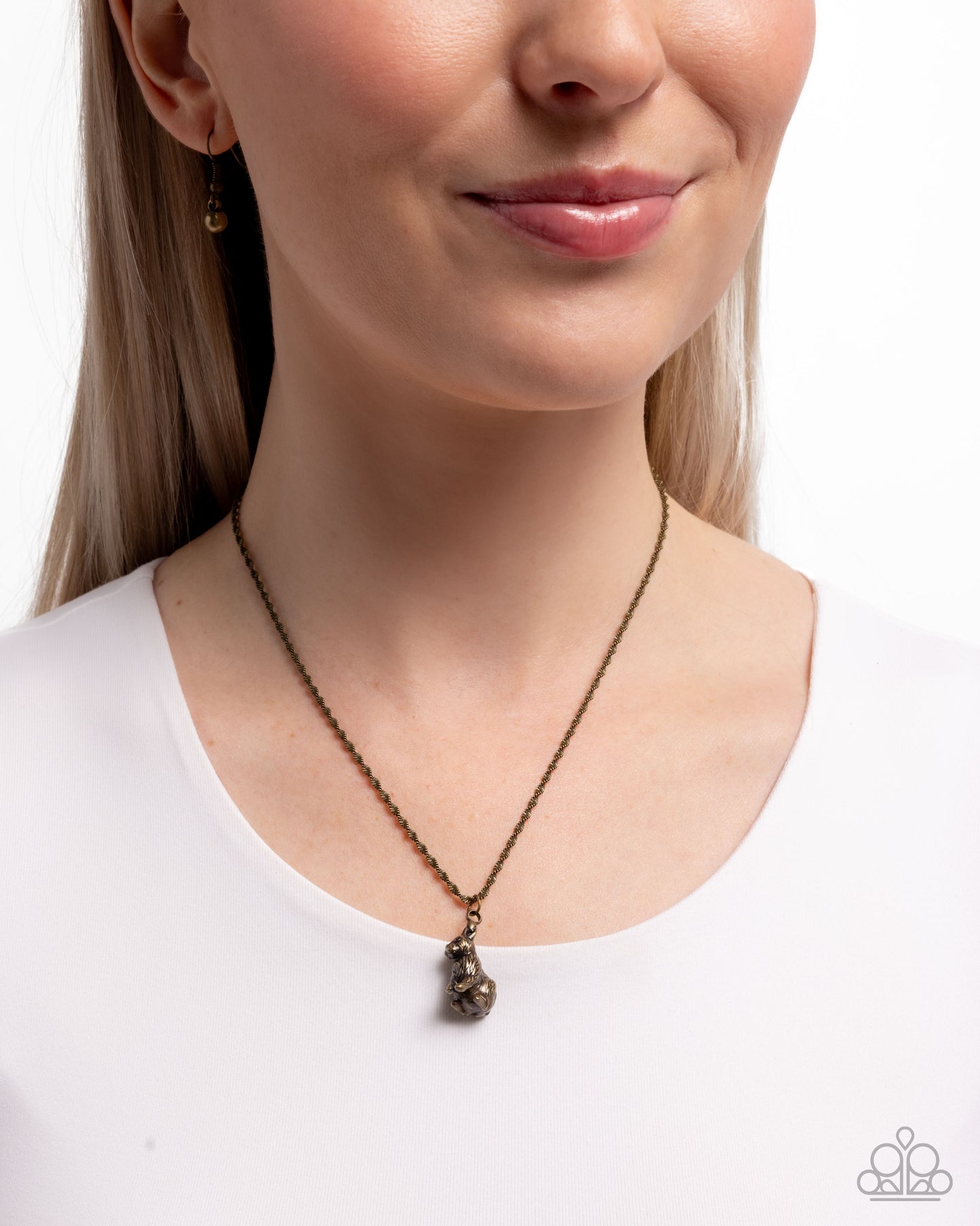 Dont Worry, Be HOPPY - Brass - Paparazzi Necklace Image