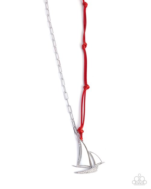 Sailboat Shimmer - Red - Paparazzi Necklace Image