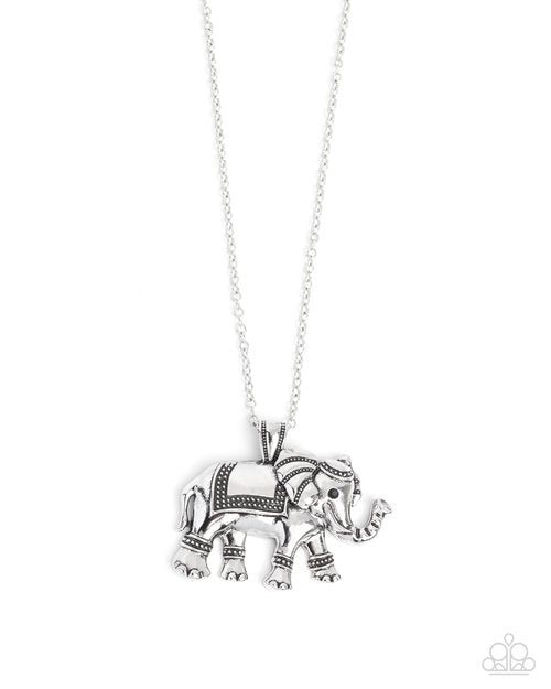 Elaborate Elephant - Silver - Paparazzi Necklace Image