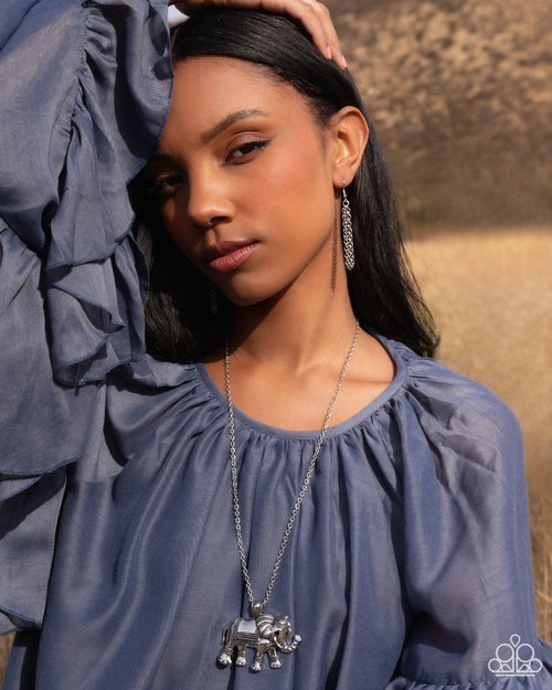 Elaborate Elephant - Silver - Paparazzi Necklace Image