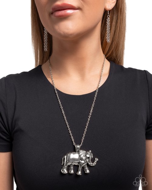Elaborate Elephant - Silver - Paparazzi Necklace Image