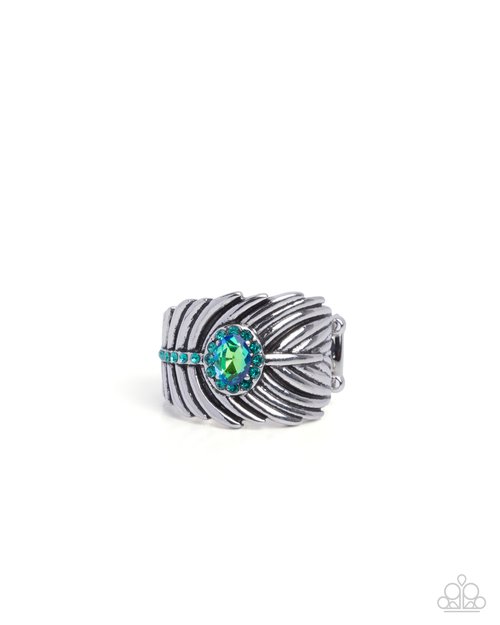 Feathered Fact - Green - Paparazzi Ring Image