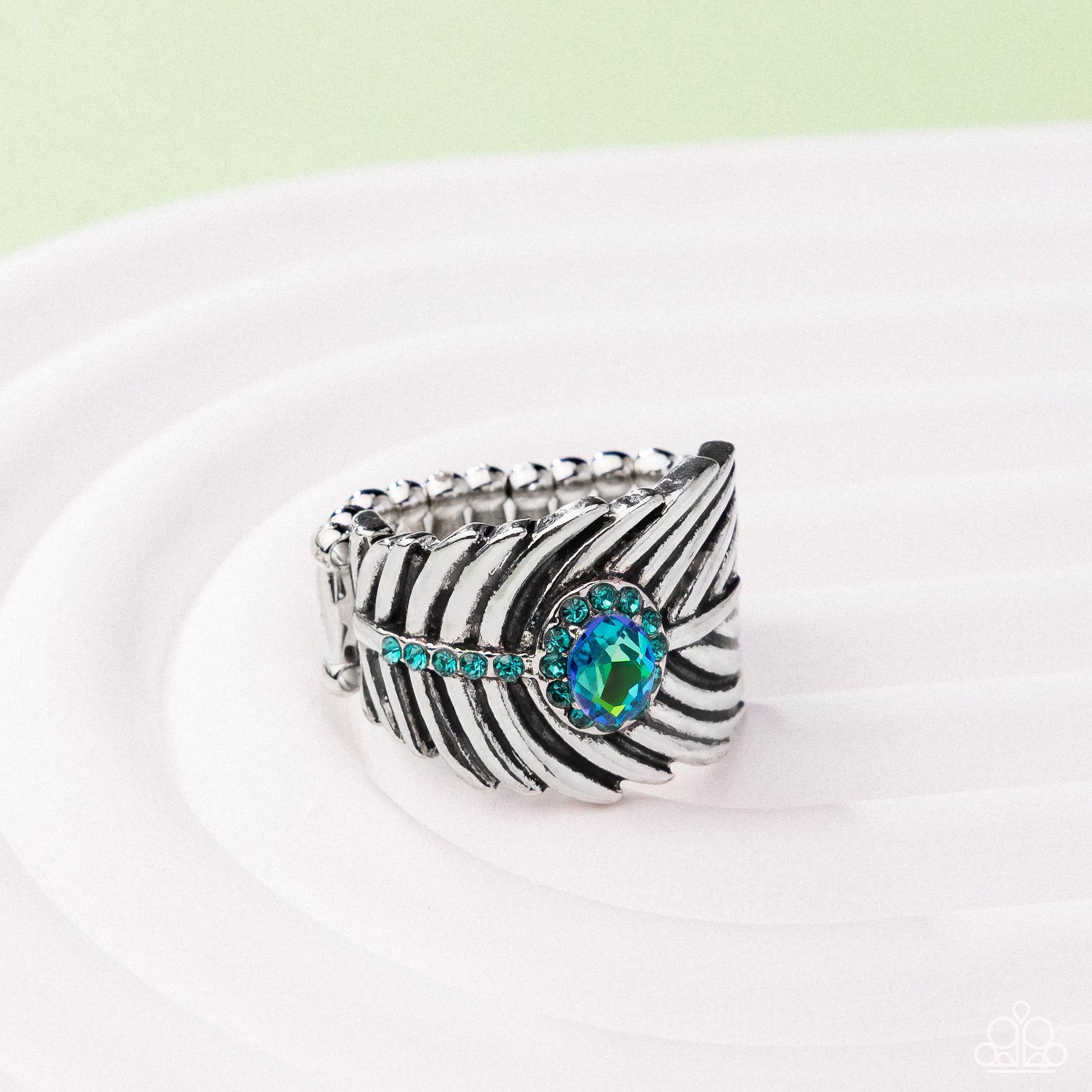 Feathered Fact - Green - Paparazzi Ring Image