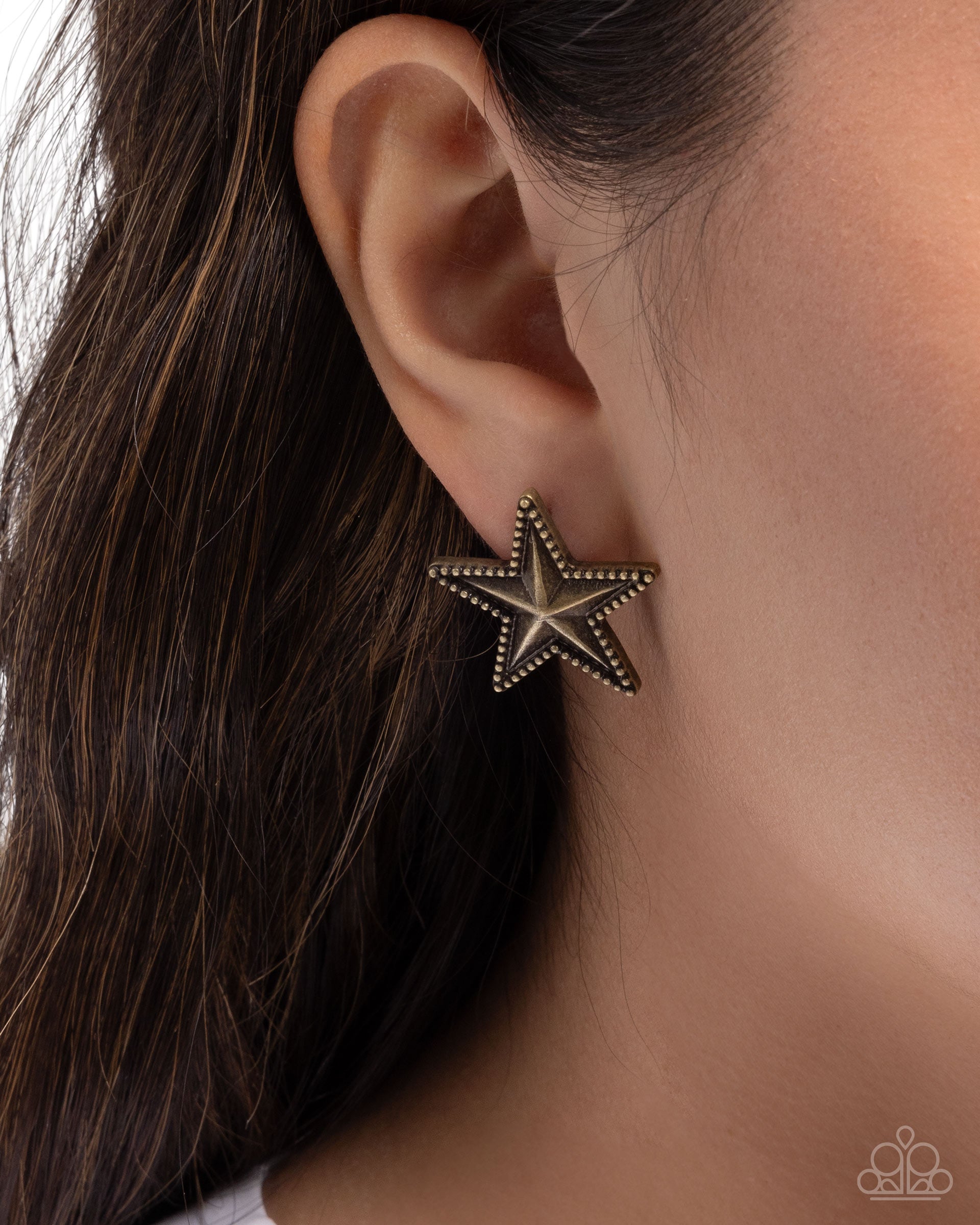 Staunch Studs - Brass - Paparazzi Earring Image