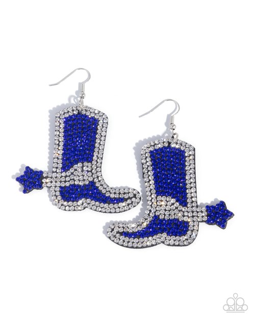 Benevolent Boot - Blue - Paparazzi Earring Image