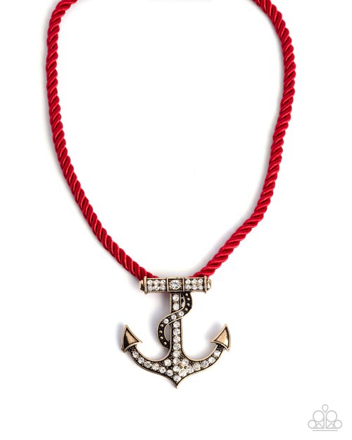 Anchored Allure - Red - Paparazzi Necklace Image