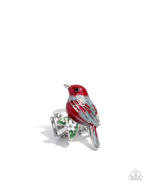 Nestled Nightingale - Red - Paparazzi Ring Image