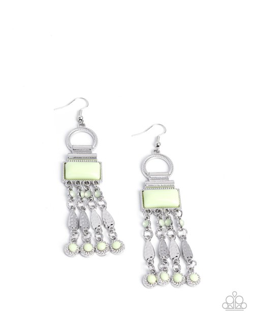 Complimentary Cascade - Green - Paparazzi Earring Image