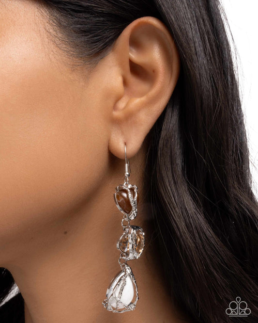 The Next Right Thing - White - Paparazzi Earring Image