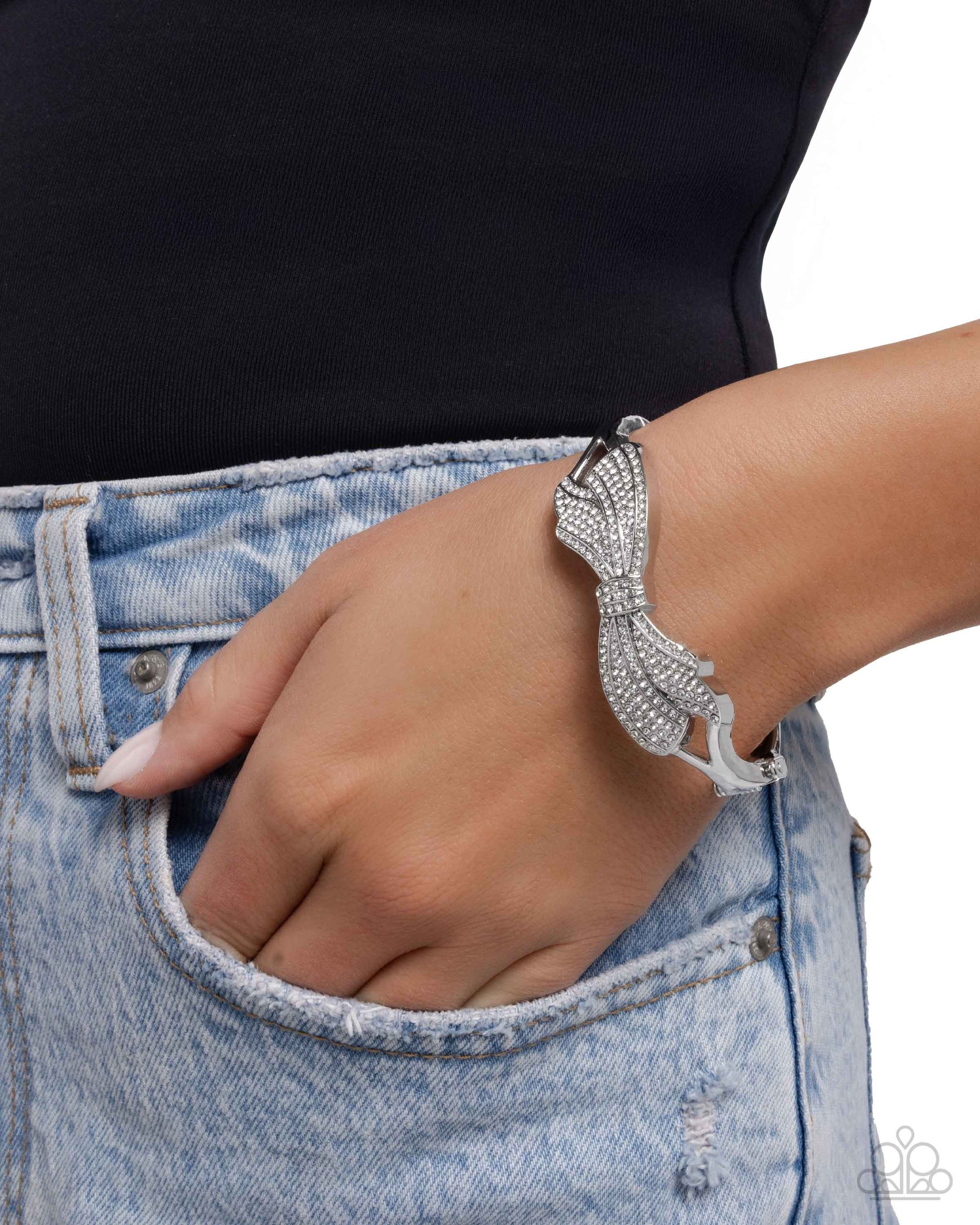 Blissful Bow - White - Paparazzi Bracelet Image