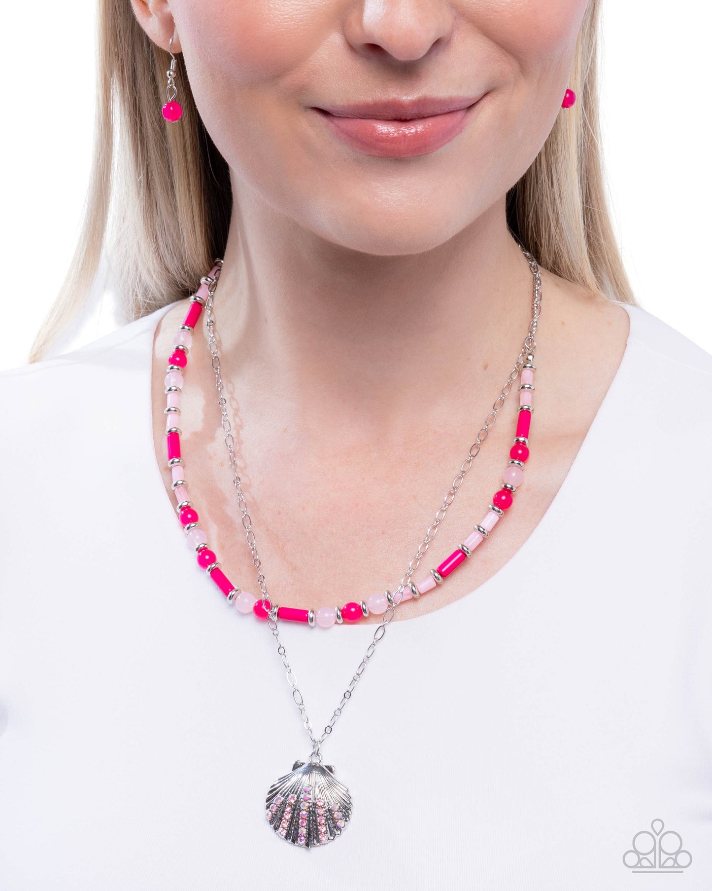 Superior Seashell - Pink - Paparazzi Necklace Image