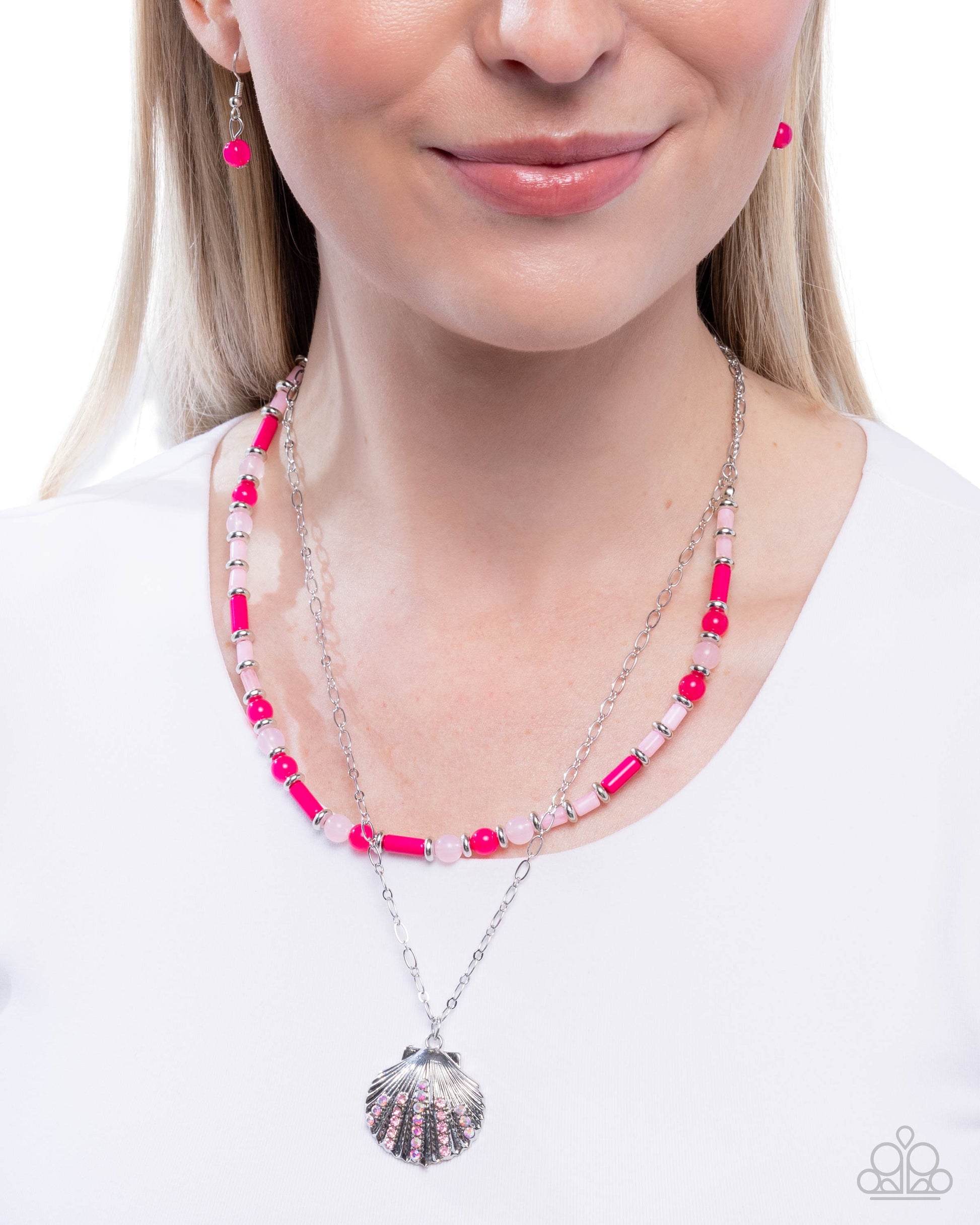 Superior Seashell - Pink - Paparazzi Necklace Image