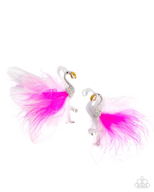 Feathered Flamingo - Pink - Paparazzi Earring Image