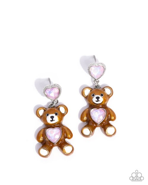 Traditional Teddy - Pink - Paparazzi Earring Image