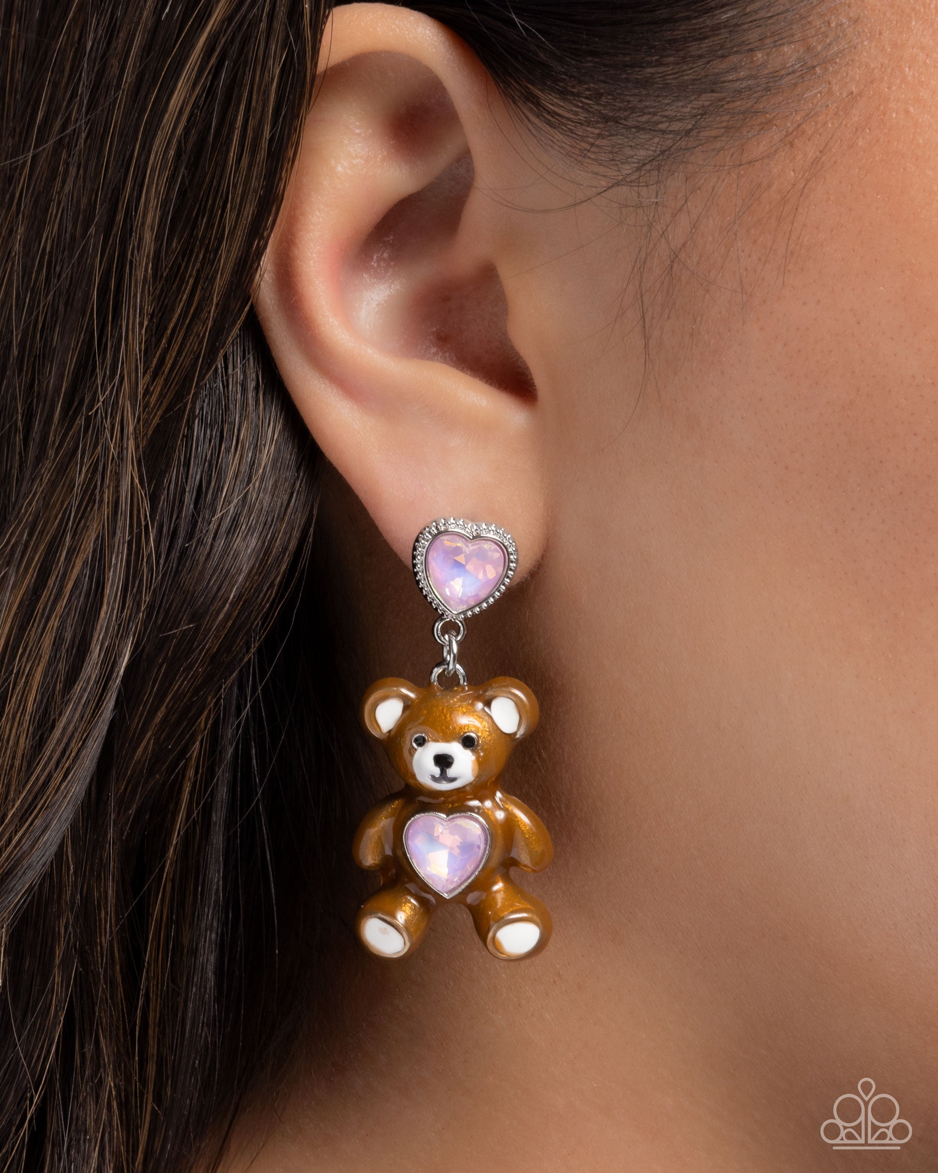 Traditional Teddy - Pink - Paparazzi Earring Image
