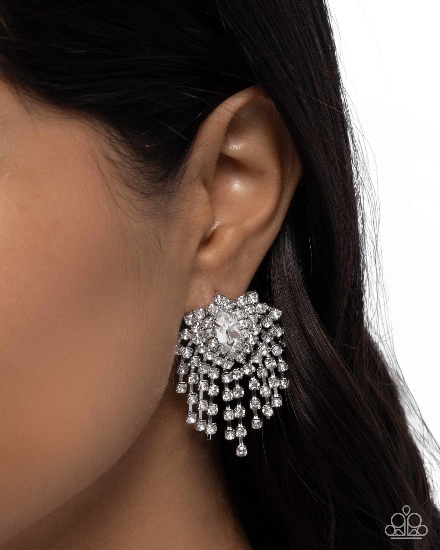 Breathtaking Ballad - White - Paparazzi Earring Image