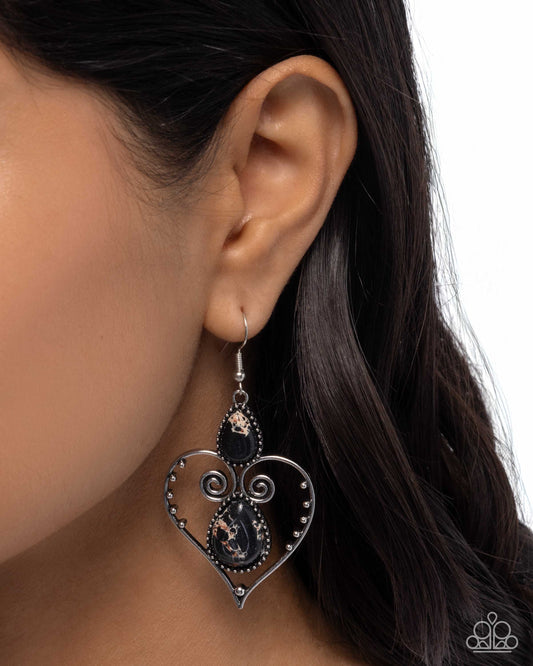 Selfless Stones - Black - Paparazzi Earring Image