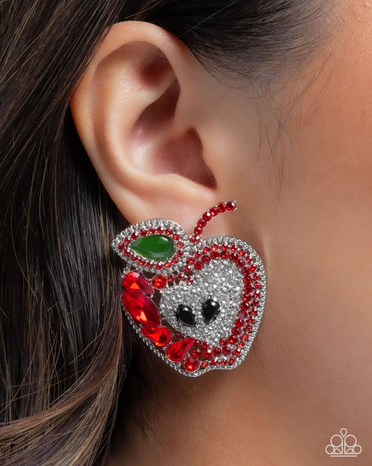 Apple for the Teacher - Red - Paparazzi Earring Image